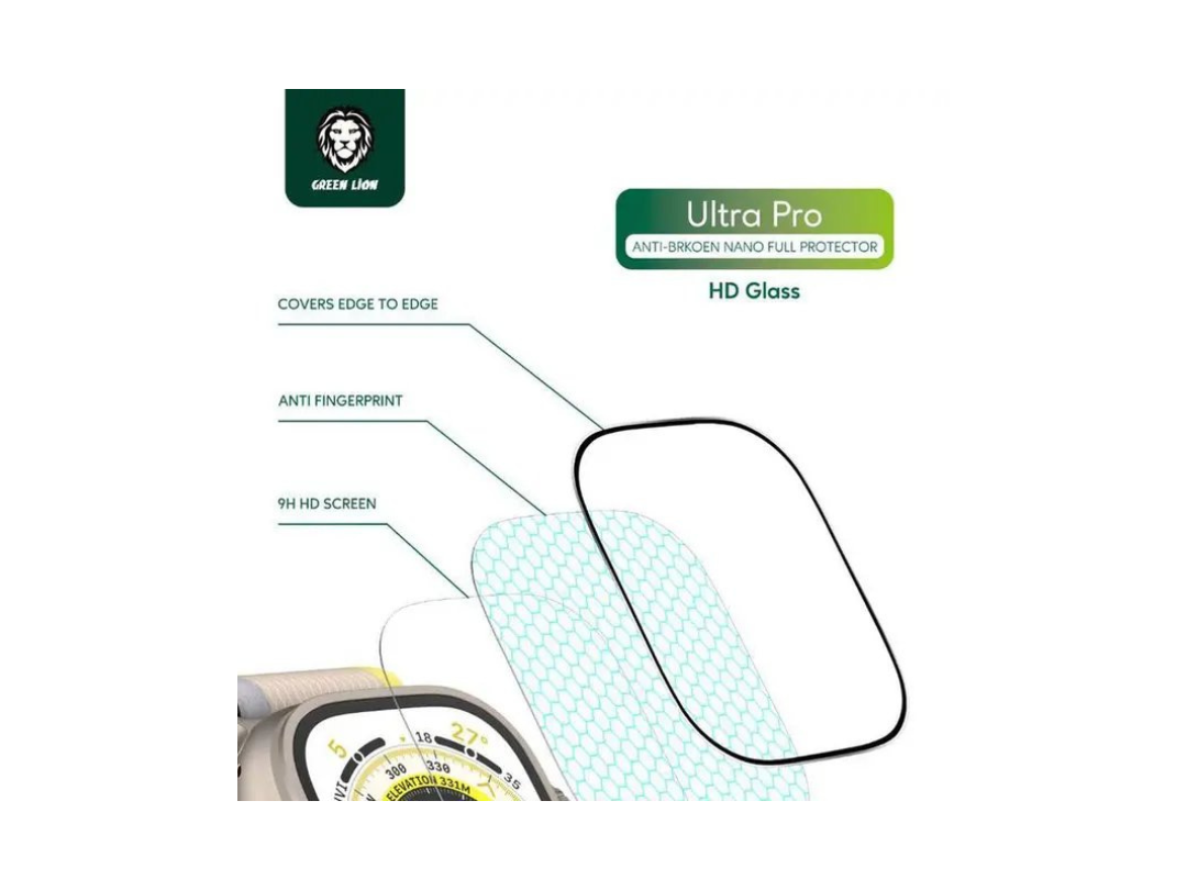 Green Lion Apple Watch 49mm Ultra Pro HD Glass Full Protection - Clear Green Lion Apple Watch 49mm Ultra Pro HD Glass Full Protection - Clear
